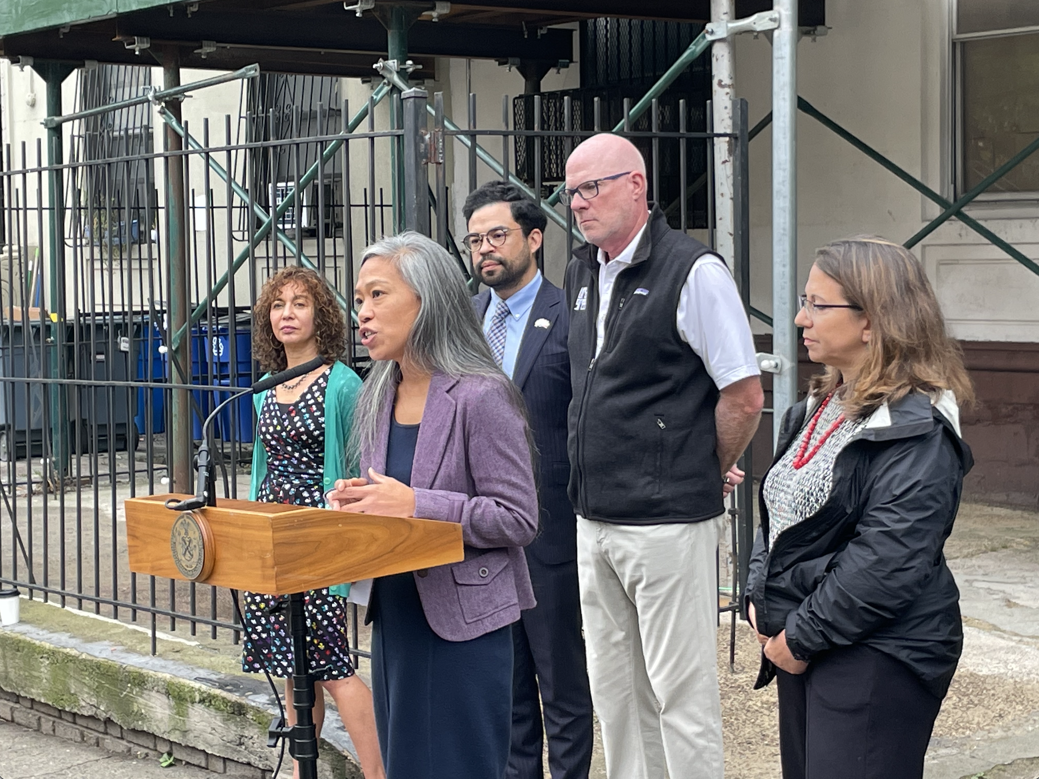 Deputy Mayor for Housing, Economic Development, and Workforce Maria-Torres Springer talks about addressing the housing and climate crises in NYC at the press conference. Deputy Mayor for Housing, Economic Development, and Workforce Maria-Torres Springer talks about addressing the housing and climate crises in NYC at the press conference.